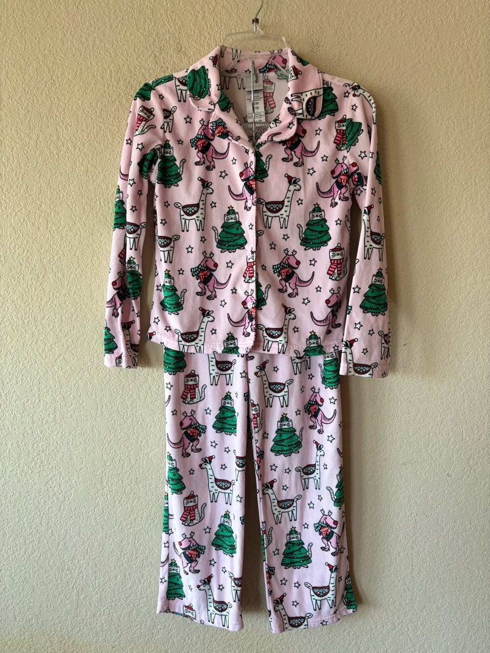 Girls M 7-8 Jellifish 2-Piece Festive Allover Print Pajama Shirt & Pants Set